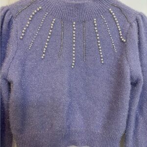 SOLD Elegant Lavender Sweater with Pearl Detailing